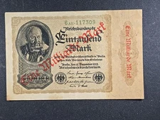 1923 GERMANY 1 Million Mark over 1000 Mark - Pick# 113a - Solid VF       stk#B