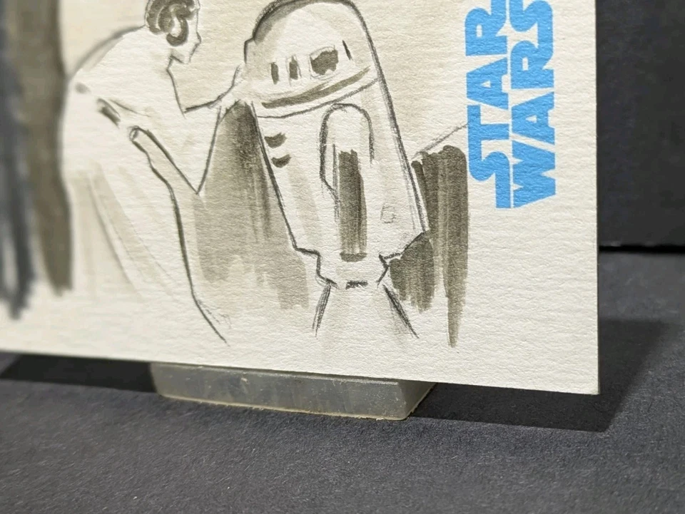 2015 Topps Star Wars JTTFA Leah Organa And R2-D2 Sketch Card 1/1 By Alex Inigues - Image 4 of 4