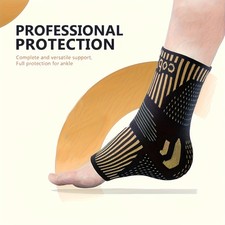1 Pair Copper Ankle Support Sleeves Unisex Wicking With Arch Heel Stabilization
