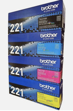 Brother TN221 Toner Set BK/C/M/Y, Genuine, OEM, High Yield, 4-Pack, Sealed