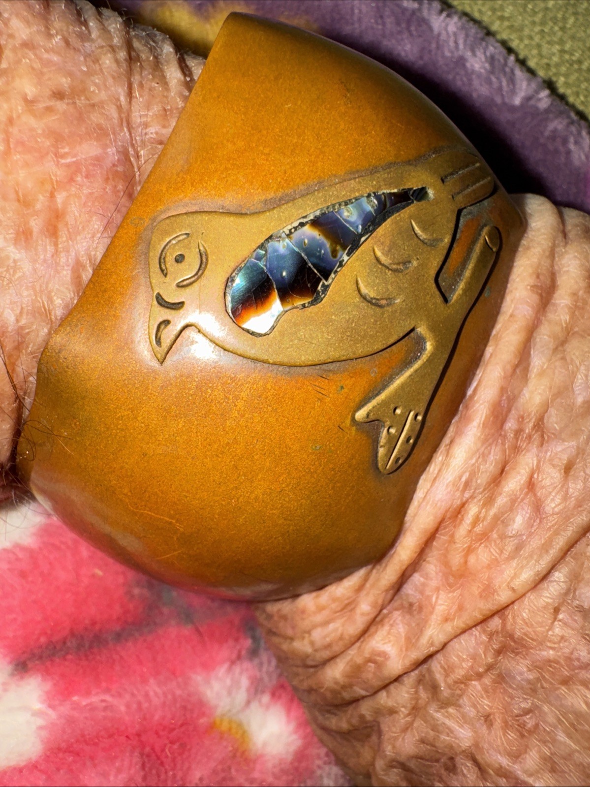 VTG Native American  Wide Solid Copper Cuff Brace… - image 11