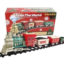 Christmas Train Tracks Set Lights Sound Toys 18-Piece Vintage Interactive Lights