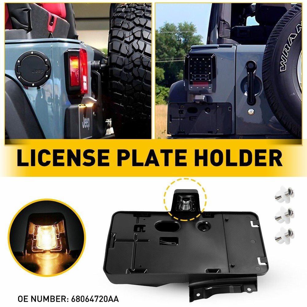 Fit For Jeep Wrangler JK JKU Rear Plate License Holder w/ Light Tag Bracket EOJ thumbnail 15