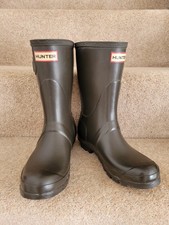 Image of Hunter Wellies Ladies Hunter Original Short Wellington Boots Green UK 5 EU 38