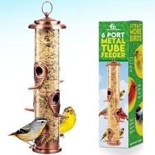 Bird Feeder for Outdoors Brushed Metal Copper Hanging Bird Feeders with Loc...