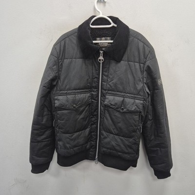 Barbour Elder Wax Waterproof Sherpa Lined Black Country Rain Jacket Coat Large