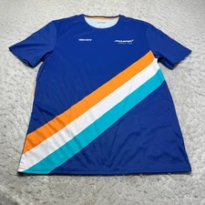 Mclaren Racing T Shirt Blue Striped VMware Short Sleeve Crew Mens Size Medium M