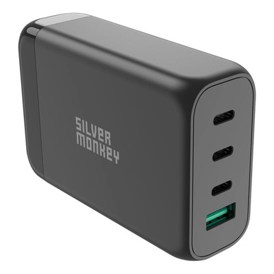 SILVER MONKEY LADEGERÄT 130W 3 PORTS USB-C PD FÜR AUTOTELEFONE MIT KABEL