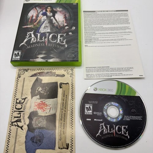 Alice Madness Returns Xbox 360 Complete CIB Mint Pristine disc!