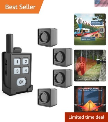 Portable Outdoor Perimeter Alarm System- 1/4 Mile Waterproof Wireless Motion ...