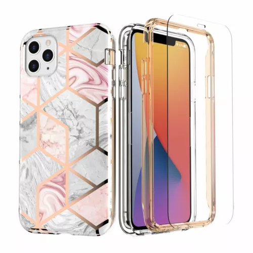 Full Body Marble Phone Back Case Cover For iPhone 8 Plus 11 Pro 12 13 14 Mini XR - Picture 10 of 18