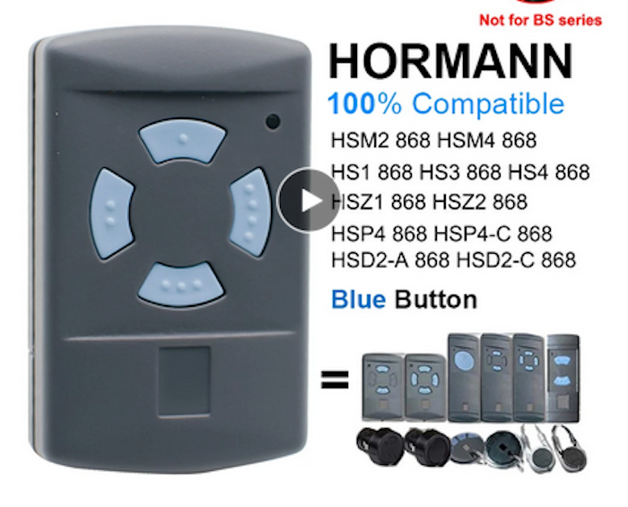 2 X Hormann 868Mhz HSM4 Blue Button Garage Door Remote Key Fob Transmitter eBay