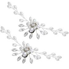 2PCS Bridal Pearls Crystals Shoe Clips Rhinestones Shone Buckles Wedding