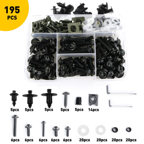 Kit de pernos de carenado para motocicletas 149 piezas clip de sujeción tornillo negro - Imagen 1 de 9