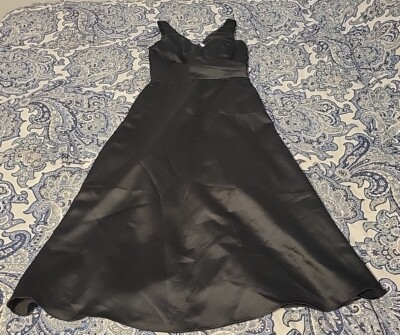 Vtg 90s Bari Jay Little Black Maxi Dress Sz 6 Formal Sleeveless Satin Whimsigoth