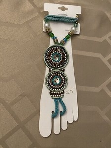 FOOT JEWELRY Thong/Toe/Ankle with RHINESTONES LOVELY COLORED BEADS, Never Worn