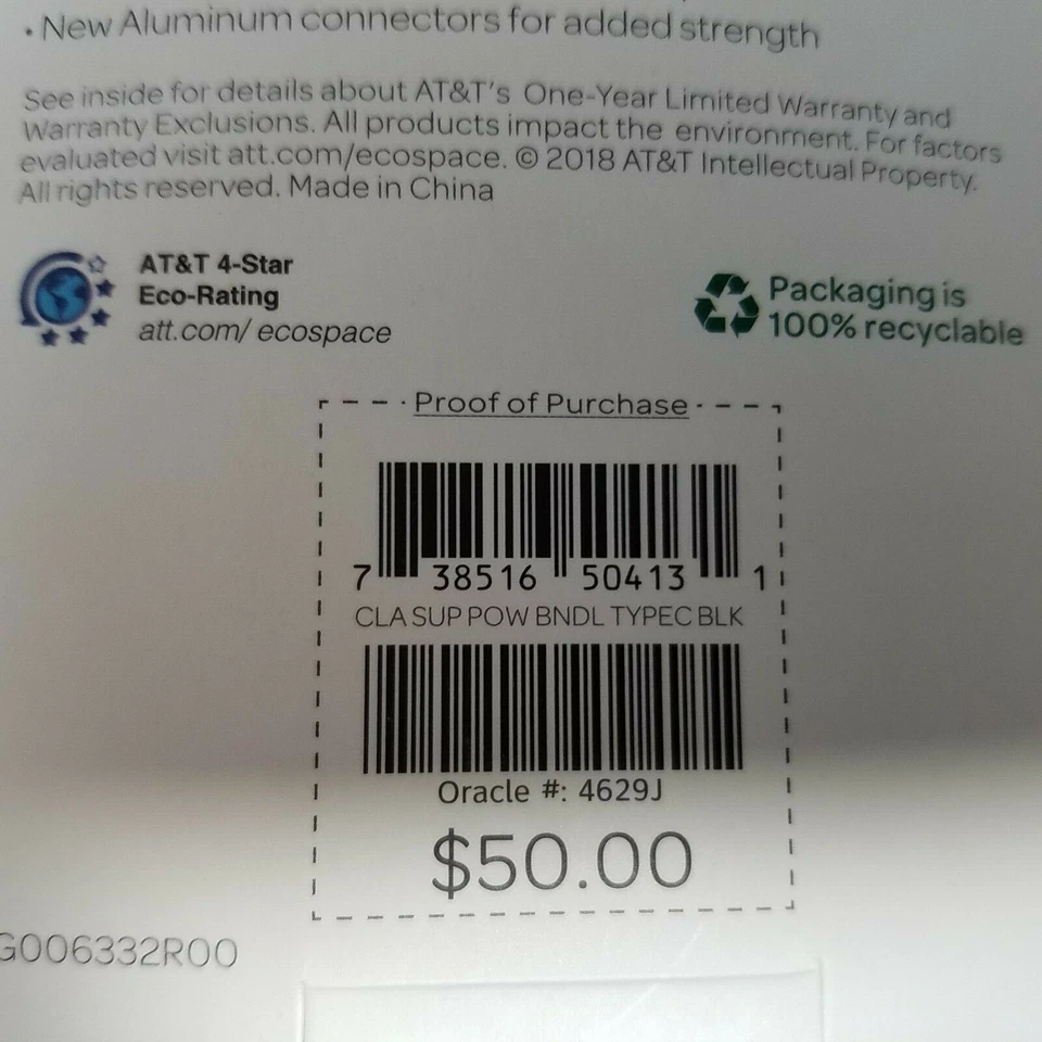  Paquete de alimentación AT&T tipo C cargador de coche y hogar juego de 4 piezas/cable trenzado de 4 pies 6 pies NUEVO Foto 3 de 4