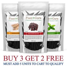 100 Jumbo Charcoal Incense Cones 2" BACKFLOW Bulk Waterfall Burner Holder Censer