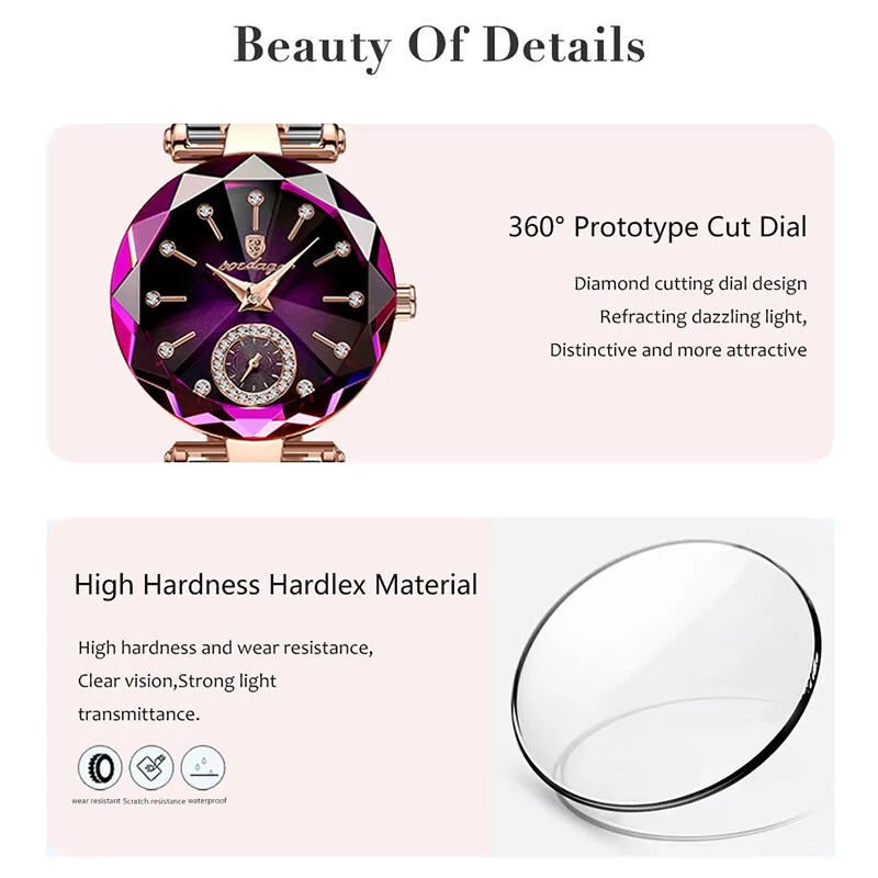 Luxury Watches Ladies Stainless Steel Waterproof Quartz Female Wrist Watch Gift - image 2 of 4
