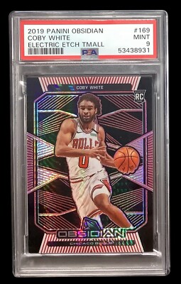 2019 obsidian #169 coby white rc; red etch /8 rookie prizm PSA 9  (POP 1, 0^)