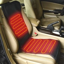 US Car Seat Cover 12V Heater Pad Back Massager Vibrating Winter Warm Black Plush
