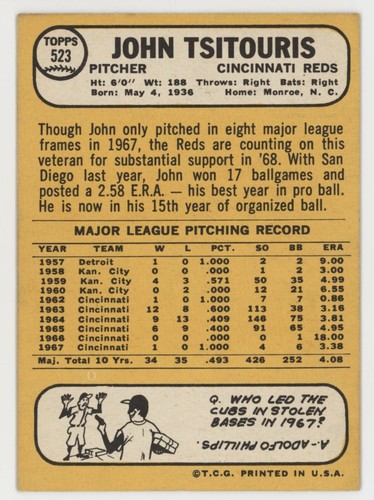 Set Builders: 1968 Topps 400-599 VG/EX & better, no creases, FREE shipping - Picture 243 of 374
