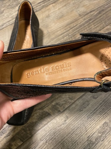 Gentle Souls Irene LE Cutout Detailed Mary Jane Shoe, Black, Leather, Size 8 - Picture 3 of 10