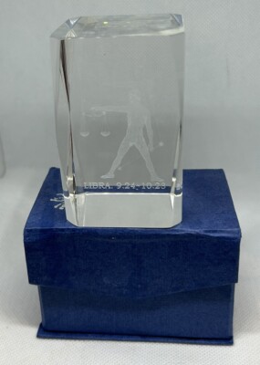 3D Laser Etched Crystal Libra Paperweight
