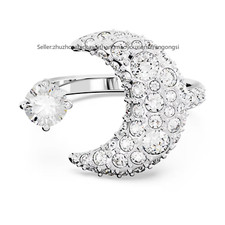 New Sublima open ring Moon, White, Rhodium plated 5666176