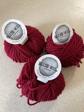 Classic Elite Bazic Wool Superwash Yarn Burgundy 100% Superwash Wool Lot of 3