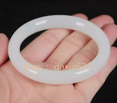 Natural White Jade Jadeite Gemstone Bangle Bracelet 56-66mm Women Jewelry