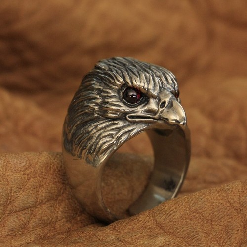 Cupronickel Red CZ Eyes Eagle Ring Biker Punk Jewelry CP251A US Size 7-15 - Picture 2 of 29