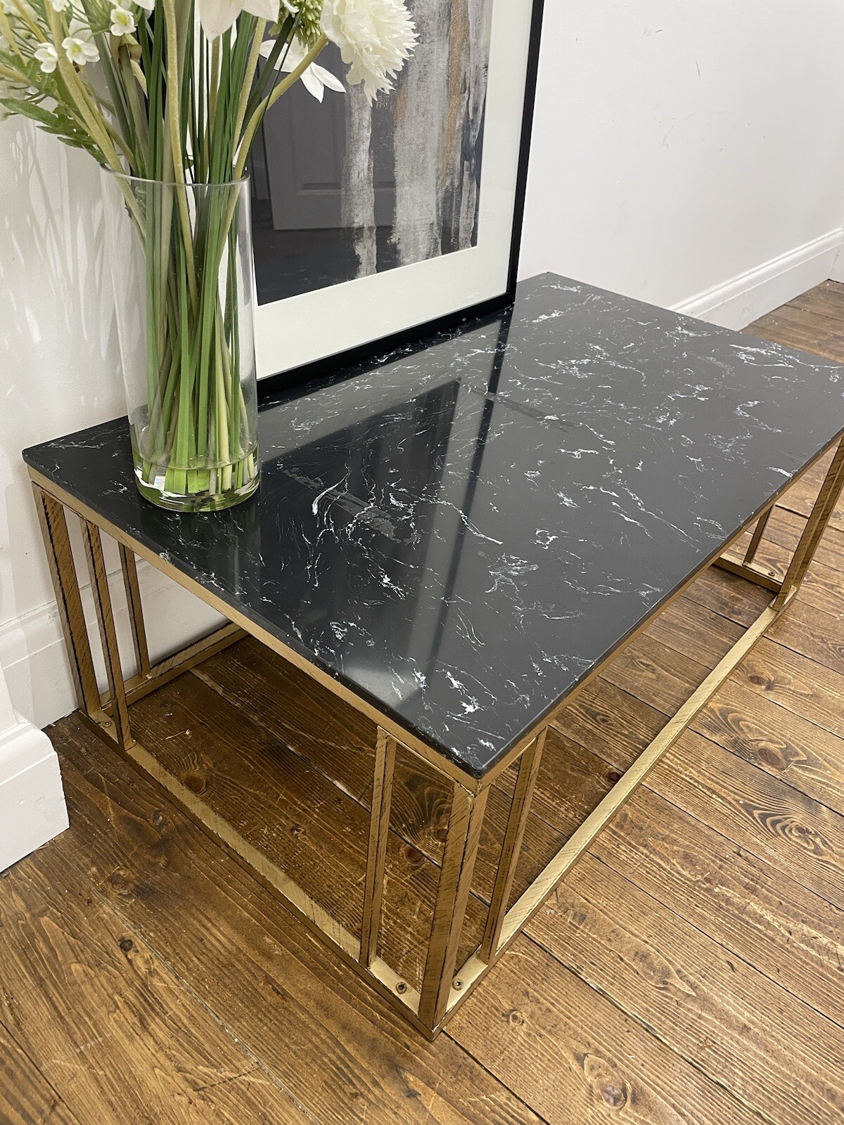BLACK MARBLE EFFECT COFFEE TABLE (ww025) EX DISPLAY eBay