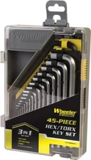 Wheeler Hex/Torx Key Set 45 Pieces Hard-Side Storage Case Securely Holds All