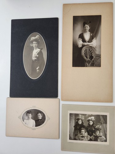 Antiguo abrigo de piel de mujer c1900 9 retratos sombreros parejas Nebraska Illinois - Imagen 6 de 9