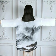 Men Women Chiffon Kimono Jacket Caidigan Coat Yukata Japanese Chinese Unisex