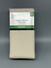 New 300 TC Cotton Blend Easy Care Flat Sheet Papyrus Beige Queen Size Mainstays