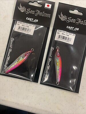 2) Sea Falcon Metal Jig Cast 30 Grams (Holo Pink) HANDMADE 2) Sea Falcon Metal Jig Cast 30 Grams (Holo Pink) HANDMADE