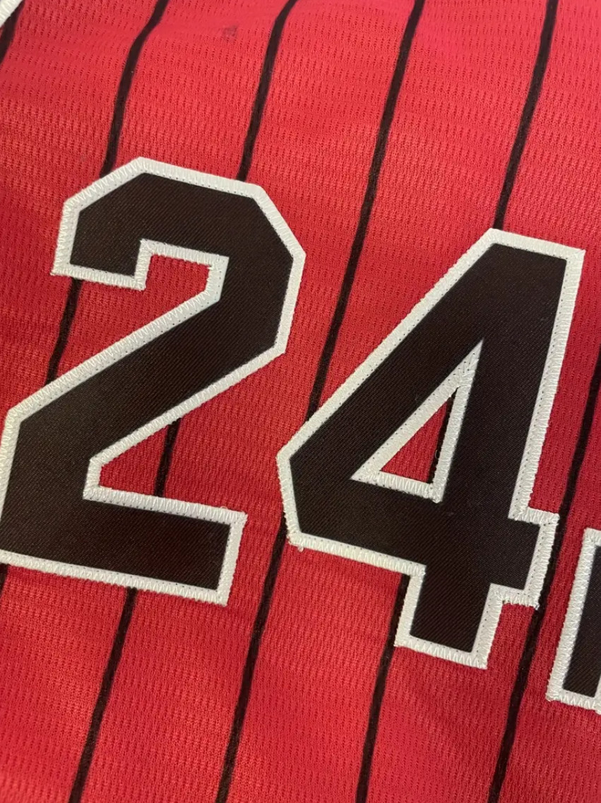 Bruno Mars 24K Hooligans Pinstripe Baseball Jersey Magic Red Men's Size 3XL XXXL