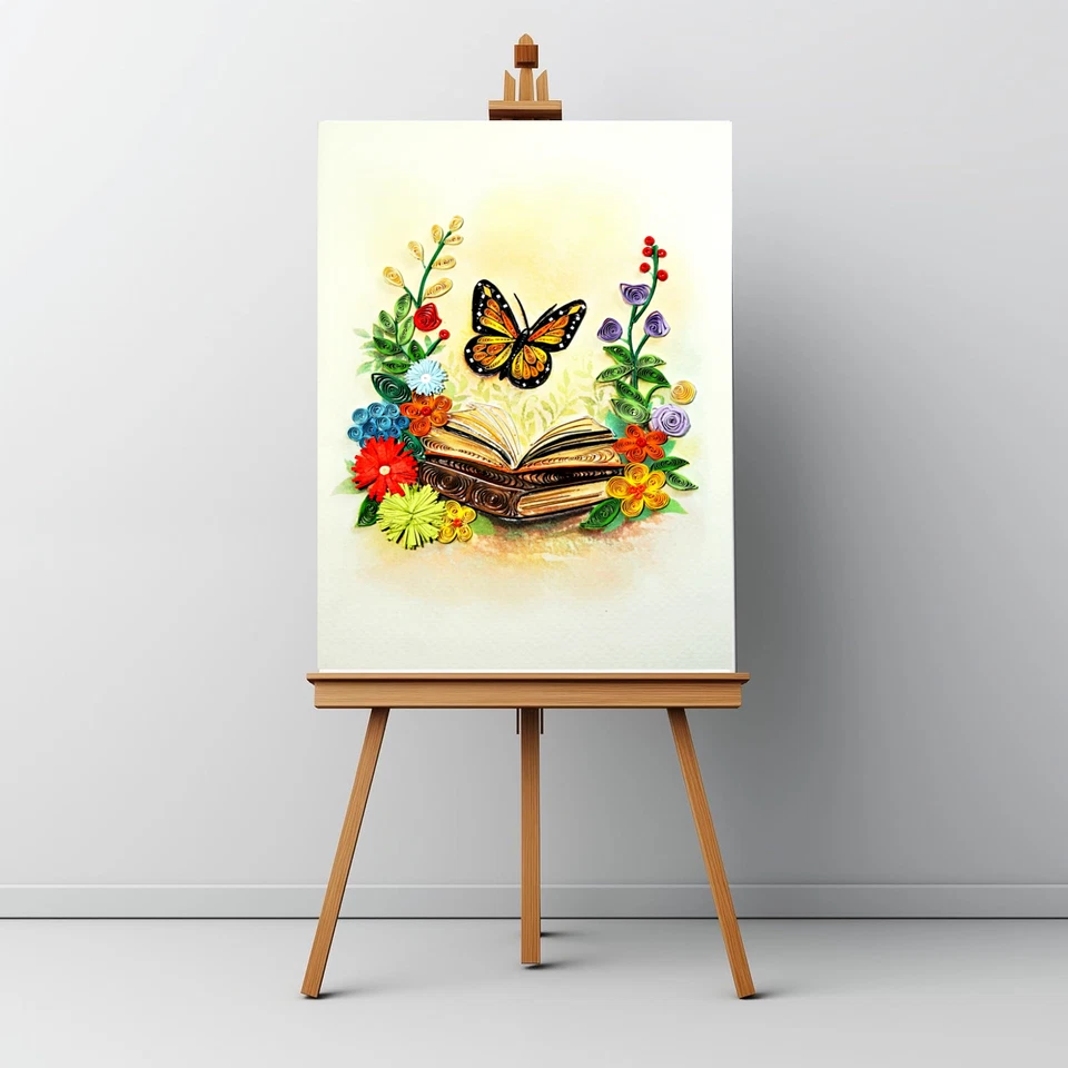 Mariposa monarca en flor, quilling art tarjeta de felicitación para cumpleaños, San Valentín... Foto 2 de 3