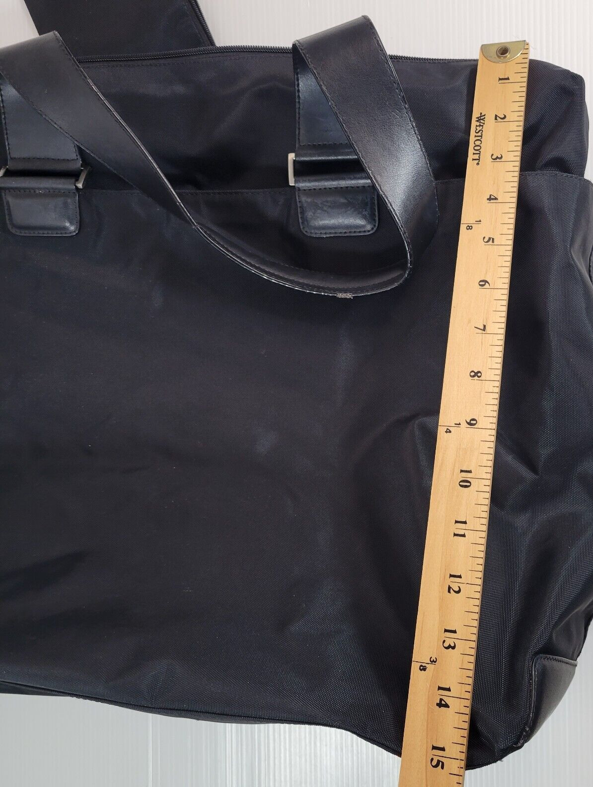 Tumi Tote Bag Double Handle Accessory Pouch Black Ballistic Nylon Leather Travel