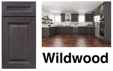 All Wood RTA 10X10 Wildwood Gray Transitional Kitchen Cabinets Dark Grey Stain