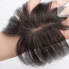 Clip In Human Hair Straight BangsToppers -For Women  Thin Hair Top Replacement