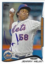Autographed/Signed 2014 Topps #591 Jenrry Mejia New York Mets Tough Signer