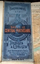 CENTRAL PERTHSHIRE Vintage Bartholomew's  Tourists & Cyclists Cloth Map