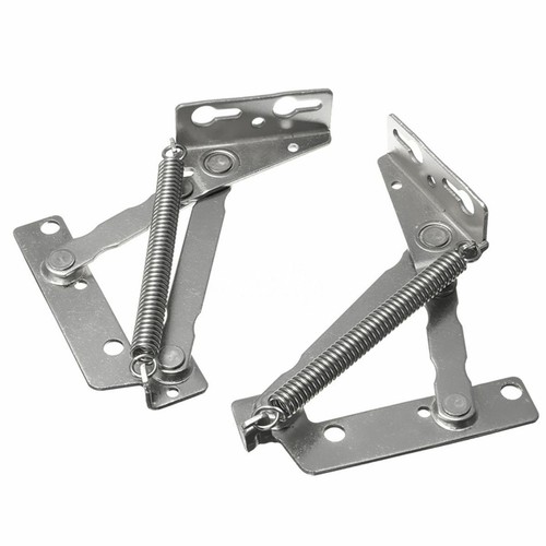 2X Iron Sprung Hinges Cabinet Door Lift Up Flap Top Support - Picture 6 of 12