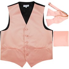New Men's Mauve Dusty Pink vest Tuxedo Waistcoat self tie bow tie, hankie set