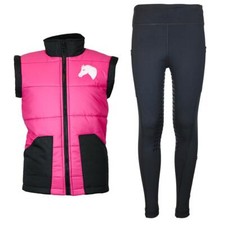 Kinder Reitset Winter Reitweste Mia pink mit Reitleggings schwarz MS-Trachten
