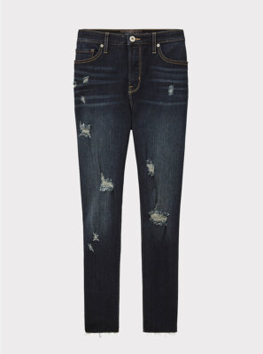 Torrid Sky High Skinny Jean Premium Stretch Dark Wash With Raw Hem 12 #23846