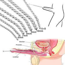 Men Stainless Steel Urethra Dilator Dilatorl Rod Beads Penis Insert Plug Enhance